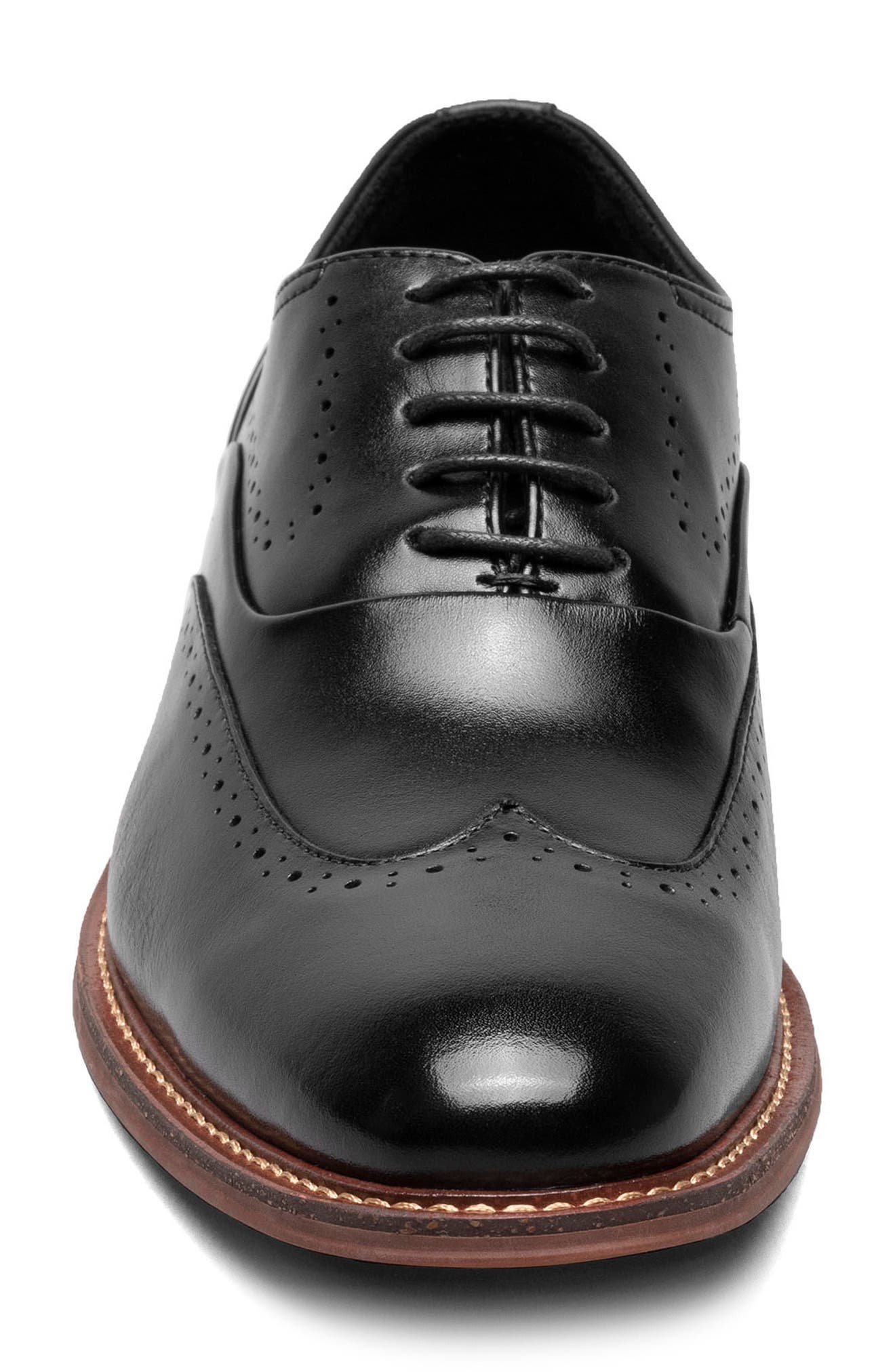 Stacy Adams MacArthur Wing Oxford, Alternate, color, Black Smooth