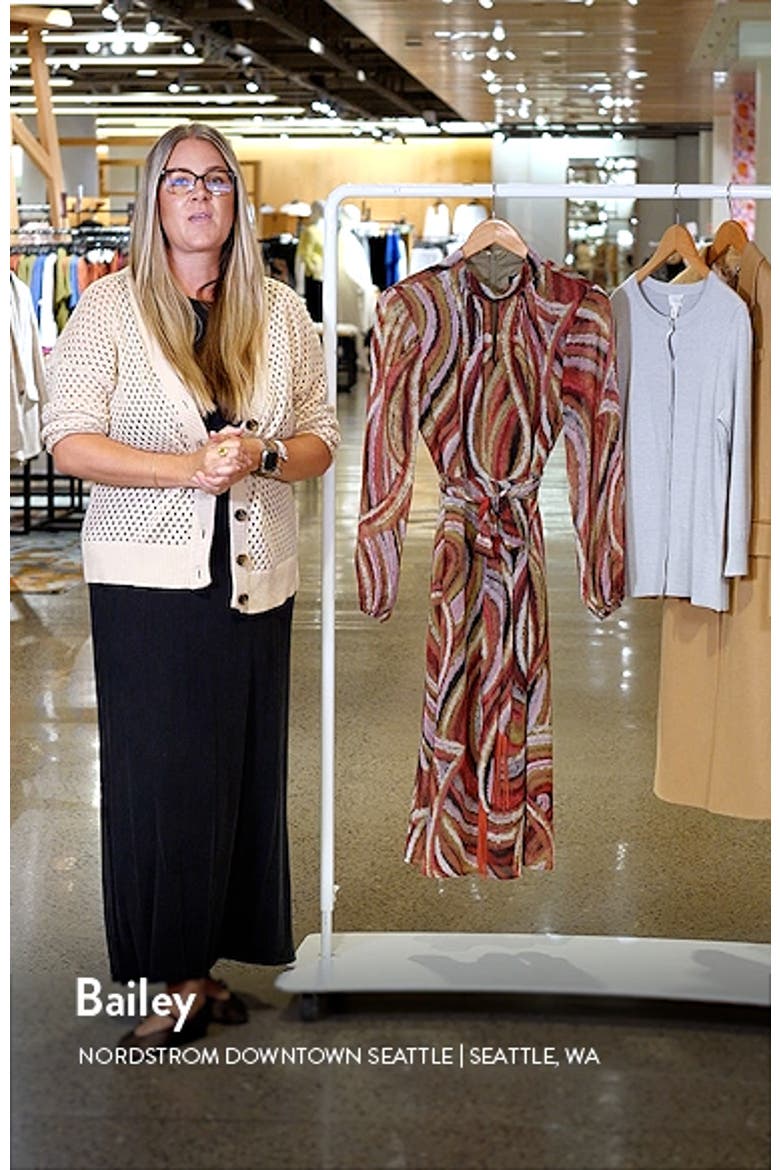 Print Tie Belt Chiffon Midi Dress video