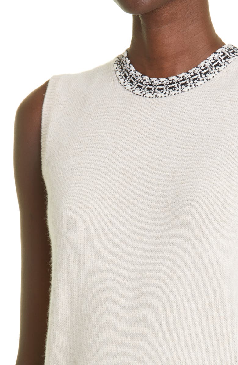 St. John Collection Contrast Trim Wool Blend Shell, Alternate, color,