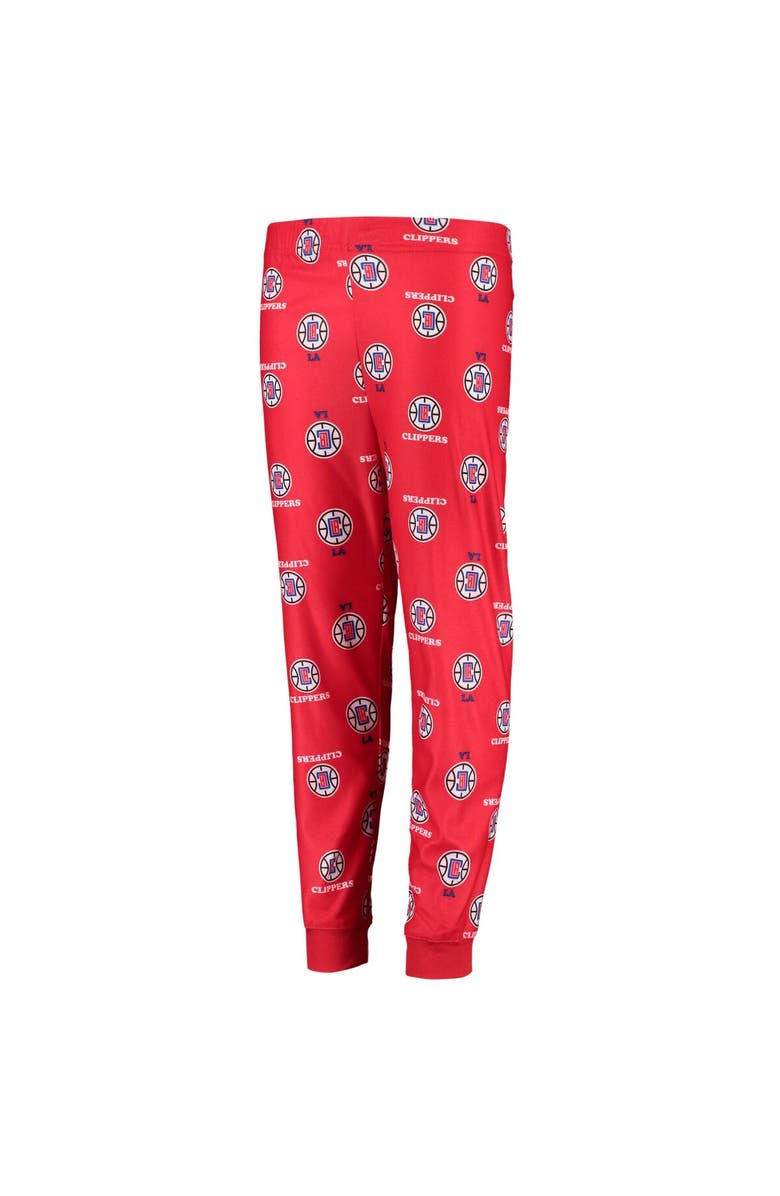 Outerstuff Youth Red LA Clippers Allover Print Long Sleeve T-Shirt and Pants Sleep Set, Alternate, color,