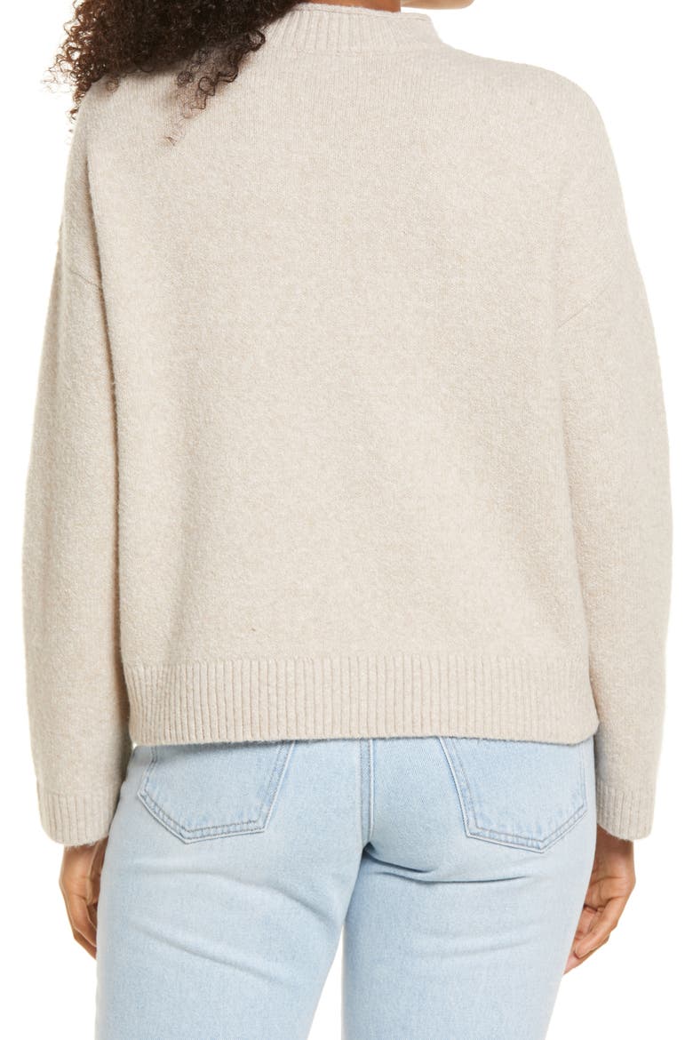 Cozy Roll Crewneck Sweater, Alternate, color, BEIGE OATMEAL HEATHER