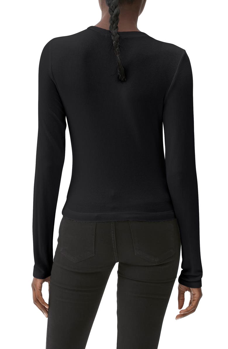Michael Stars Finn Rib Crewneck Top, Alternate, color, Black