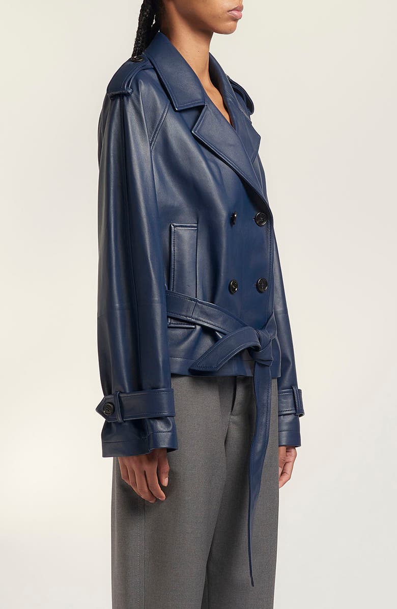 Marni Crop Leather Trench Coat, Alternate, color, 