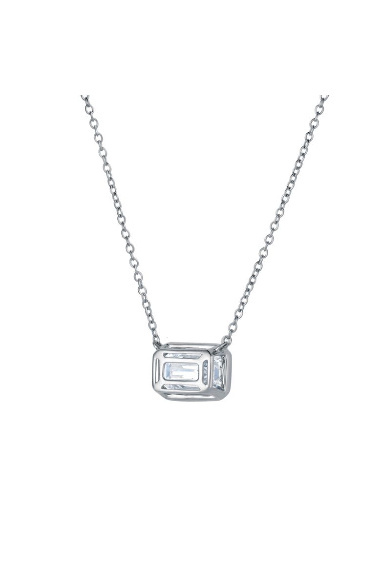 Glinda 3 Ct Lab Grown Diamond Emerald Bezel 14K Gold Necklace, Alternate, color, 14K White Gold