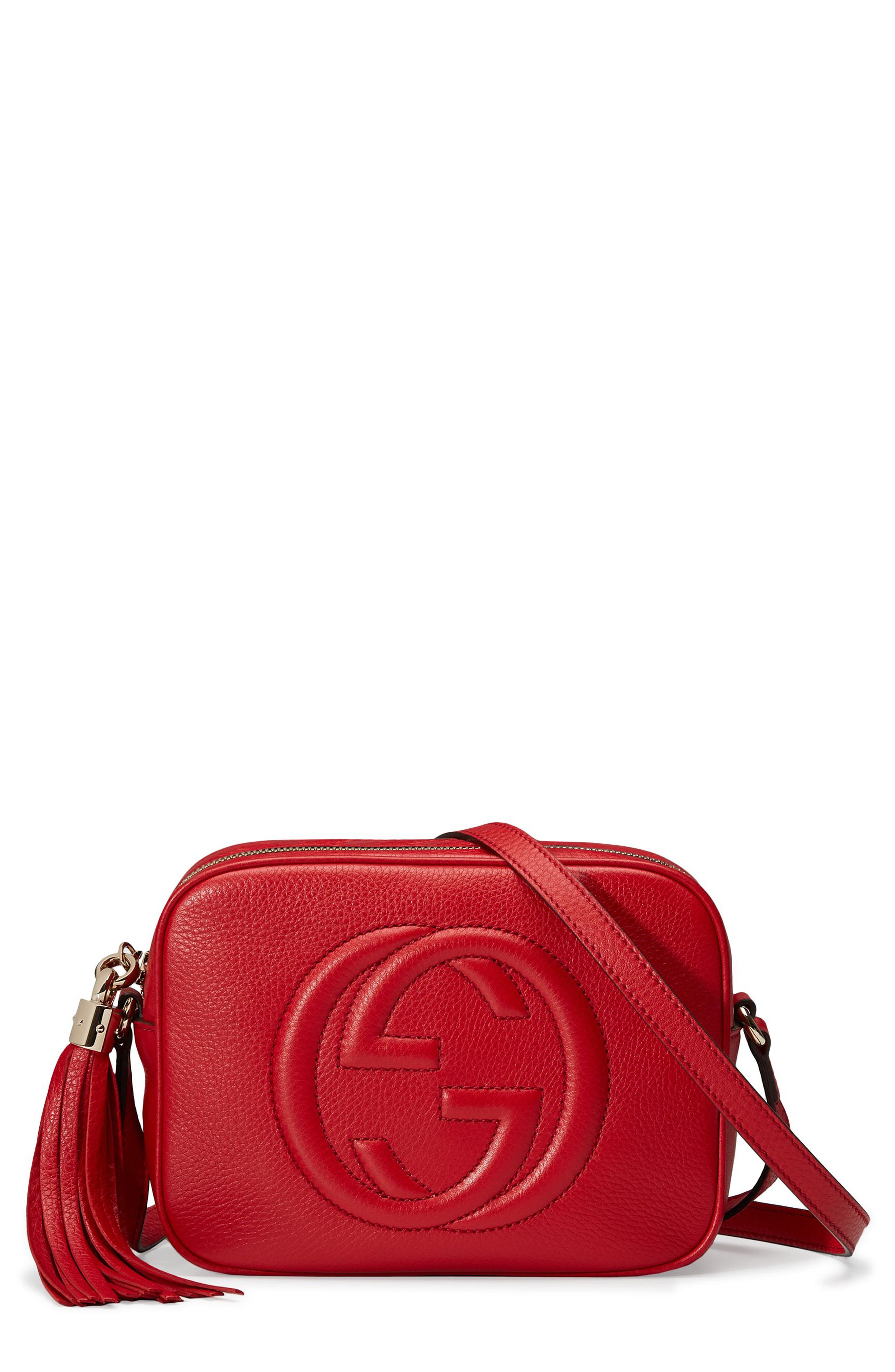 Disco Leather Bag, Main, color, 6523 TABASCO
