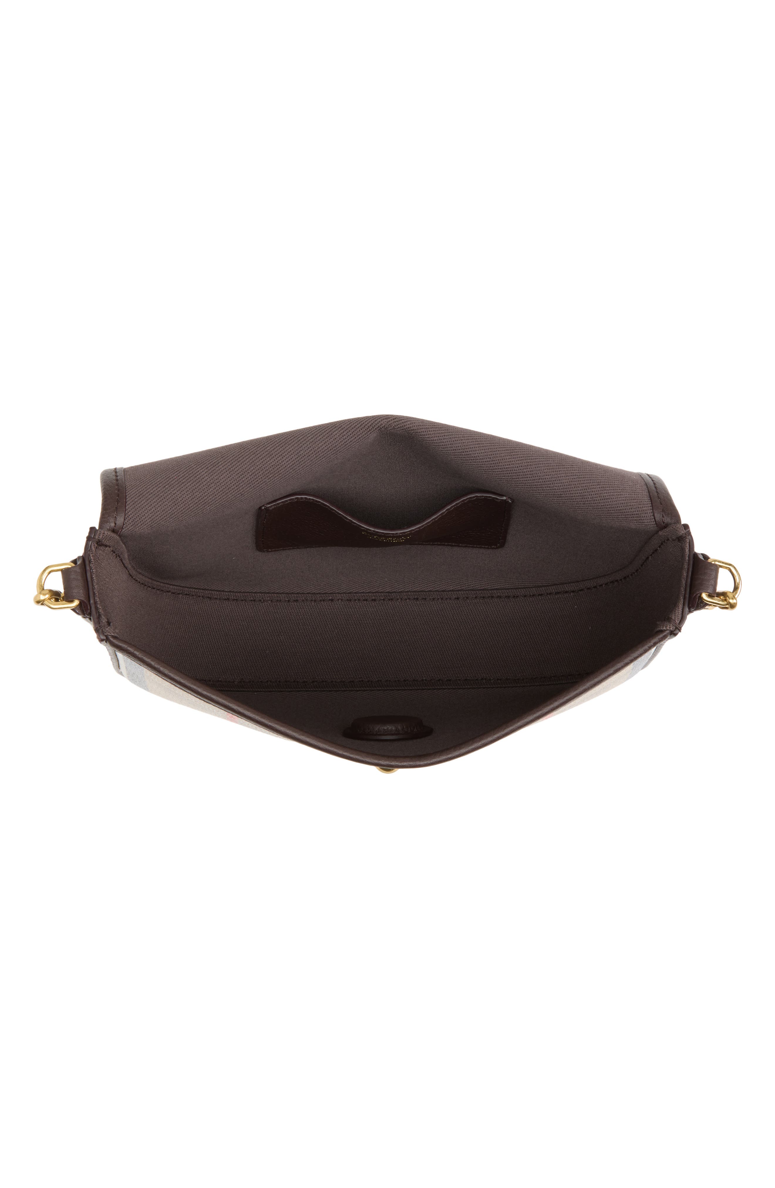 Burberry Mini Highlands Check Coated Canvas Shoulder Bag, Alternate, color, Sand