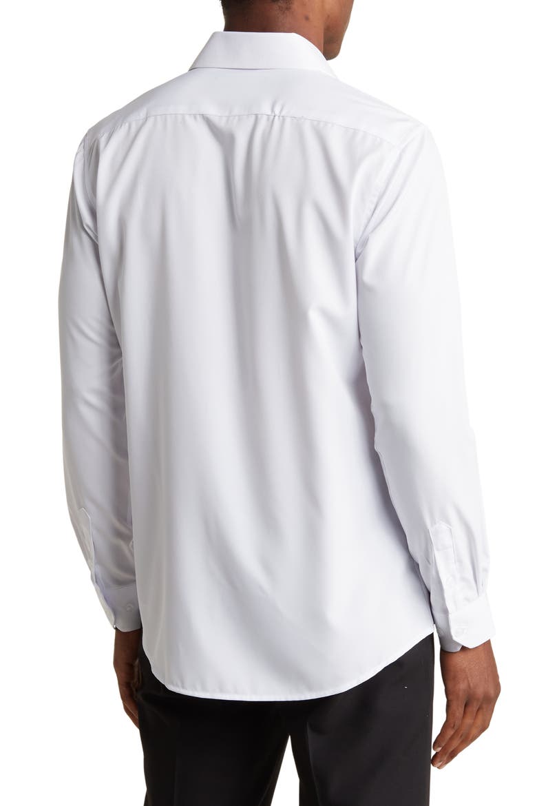 Slim Fit Solid Wrinkle Resistant Performance Stretch Button-Up Shirt, Alternate, color, WHITE