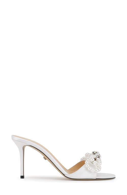 Mach&mach Mach & Mach Double Faux Pearl Bow Sandal In White