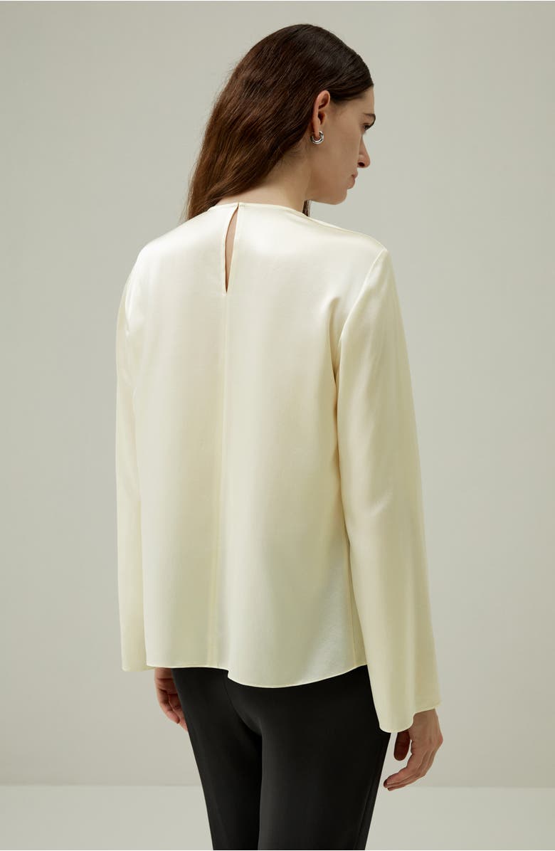 Lilysilk Silk Ruched-Neck Top, Alternate, color, Lily White