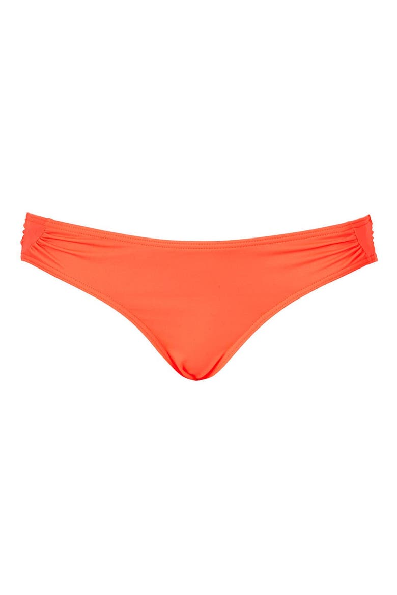 'Diamond' Side Ruched Bikini Bottoms, Main, color, ORANGE