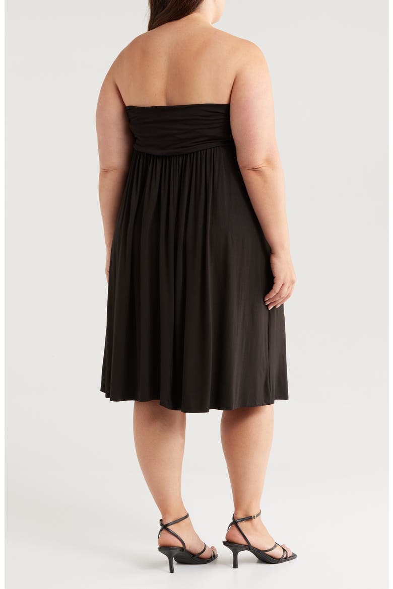 Strapless Jersey Midi Dress, Alternate, color, BLACK