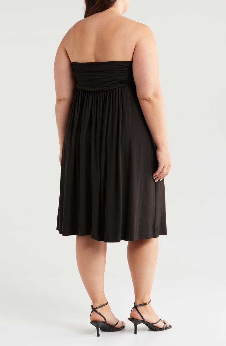 24seven Comfort Apparel Strapless Jersey Midi Dress, Alternate, color, Black