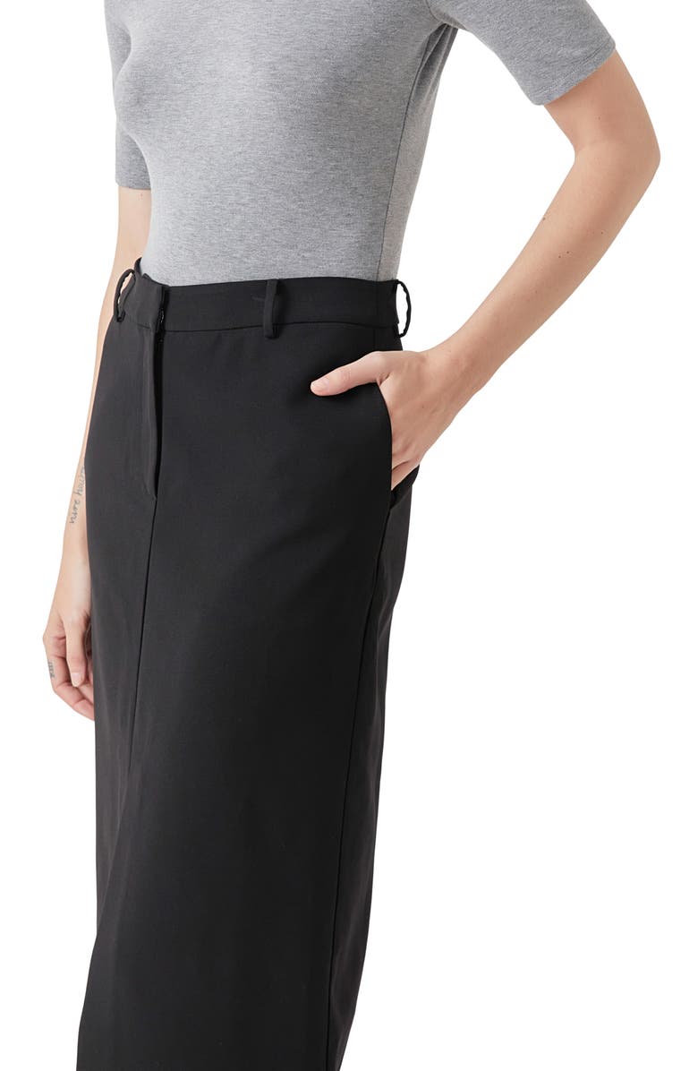 Grey Lab Front Slit Mid Rise Maxi Skirt, Alternate, color, Black