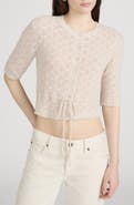 FRAME The Clover Tie Waist Crop Wool & Cashmere Cardigan