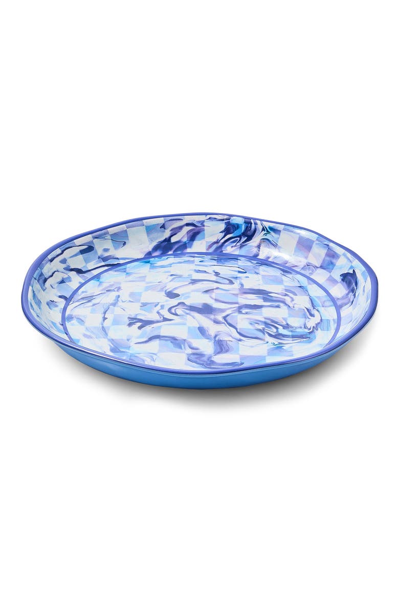 Blue Marble Check Large Melamine Platter, Main, color, BLUE