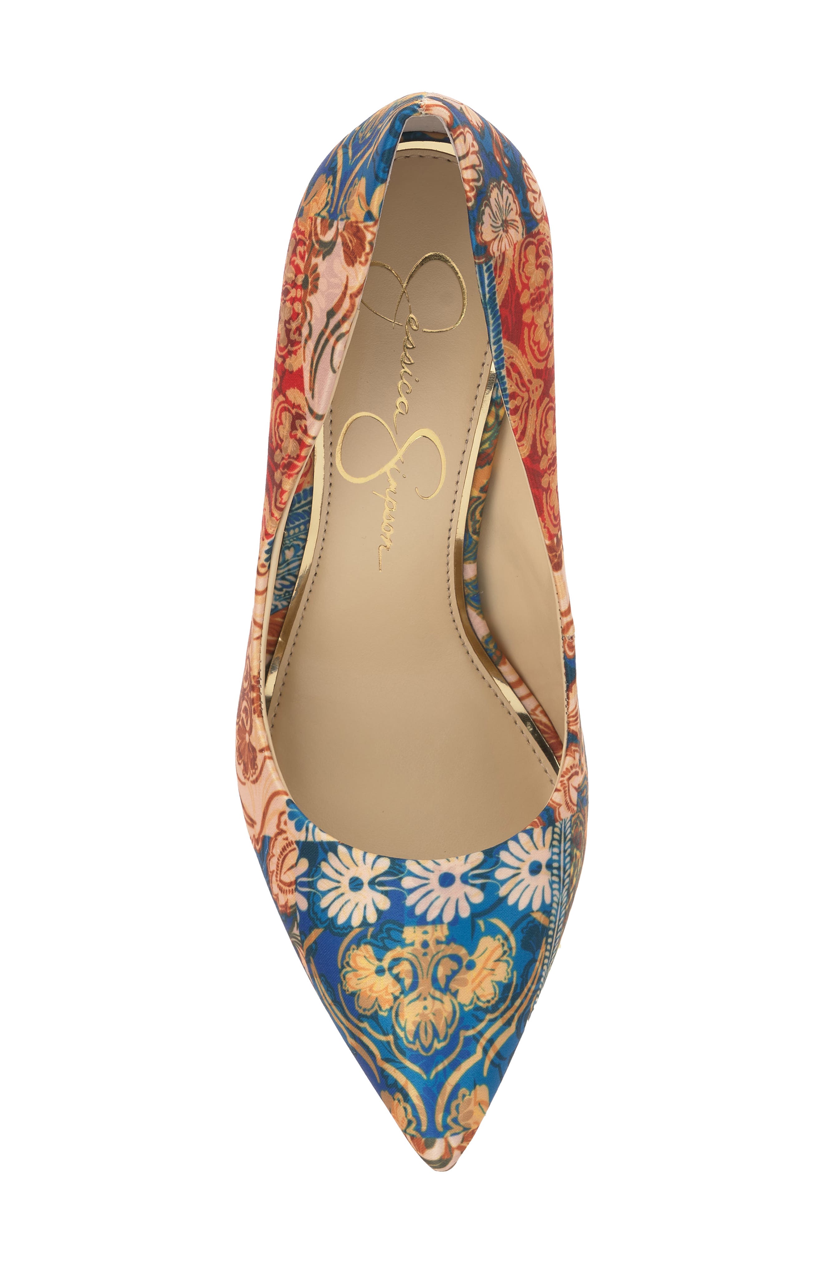 Jessica Simpson Cassani Pointy Toe Pump, Alternate, color, Blue/ Red Multi
