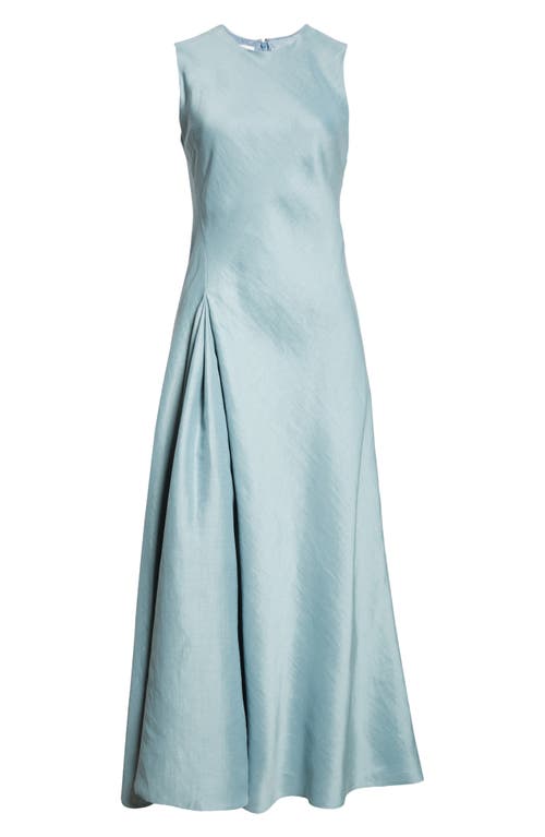 Shop Lafayette 148 New York Pleat Front Linen Blend Dress In Paper Blue