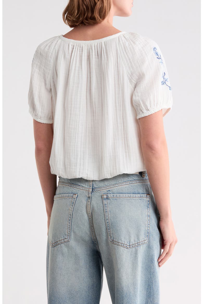 Embroidered Cotton Gauze Top, Alternate, color, GARDENIA