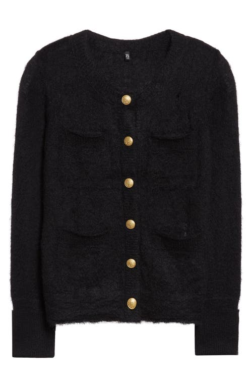 R13 Elongated Shrunken Distressed Mohair Blend Cardigan In Black