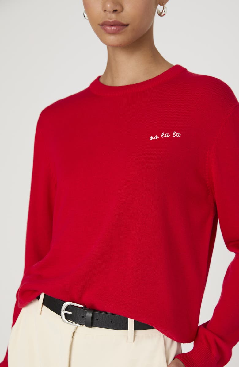 French Connection Logo Script Sweater, Alternate, color, Mars Red