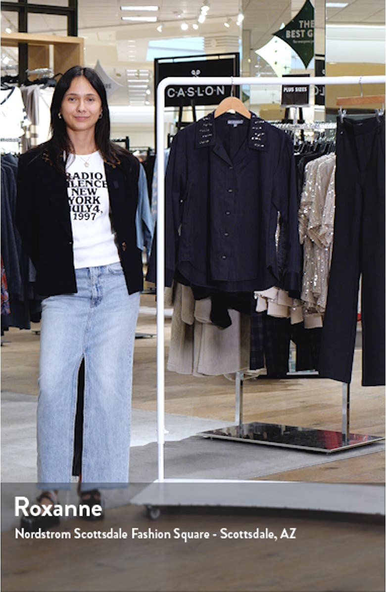 Beaded Collar Cotton Blend Button-Up Shirt, sales video thumbnail