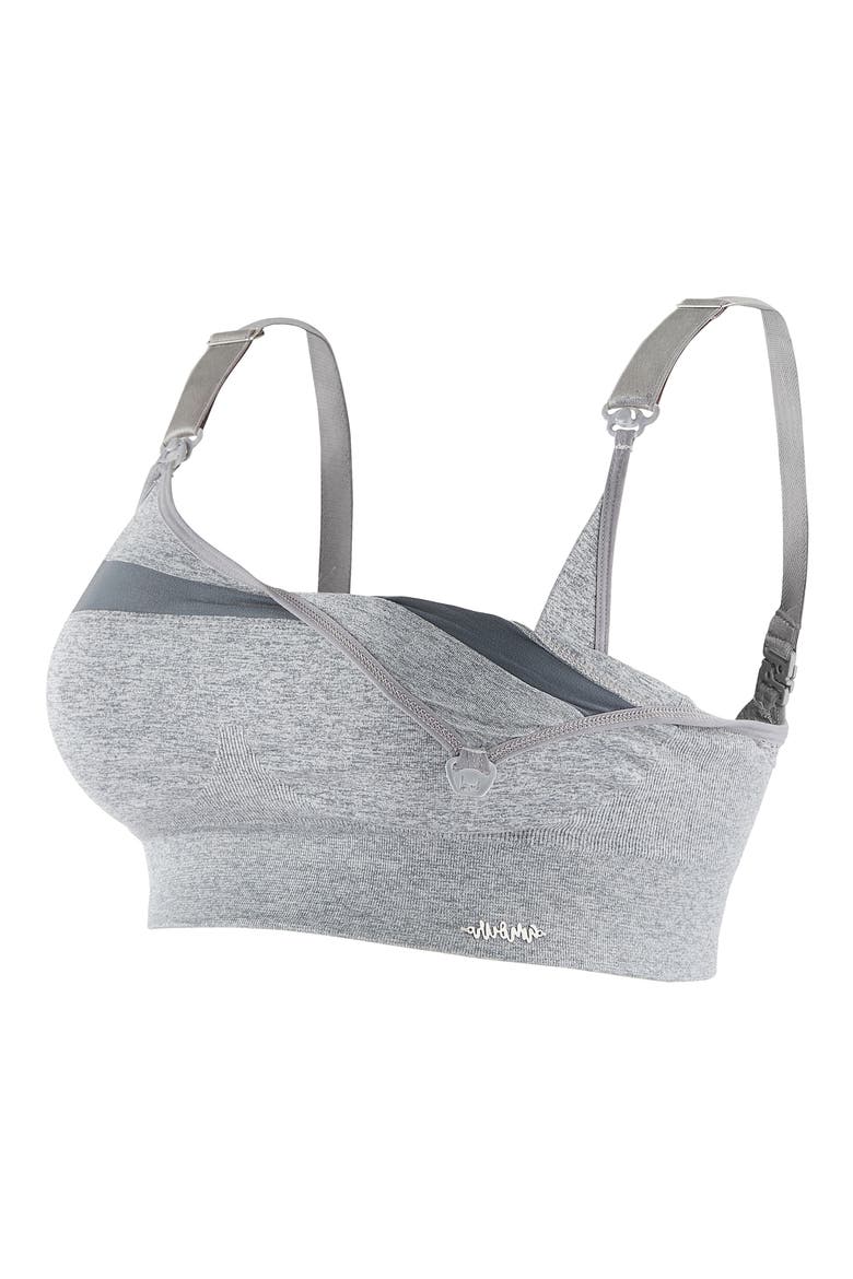 Maternity/Nursing Sports Bra, Alternate, color, GREY