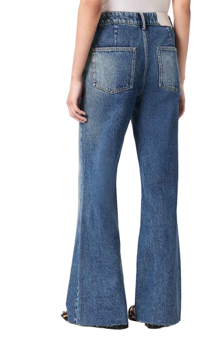AllSaints Ember Relaxed Raw Hem Flare Jeans, Alternate, color, Vintage Indigo