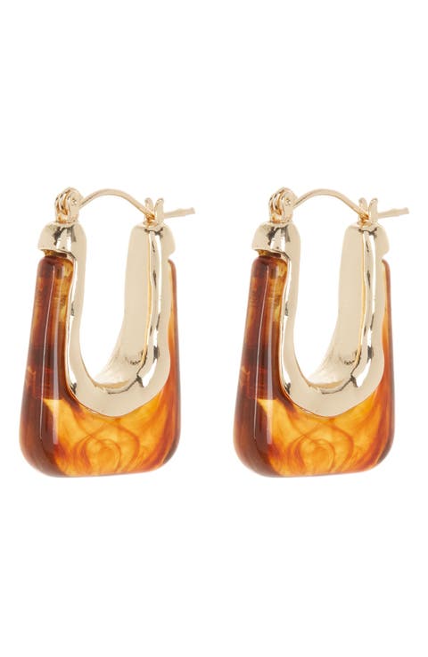 Resin Oval Hoop Earrings