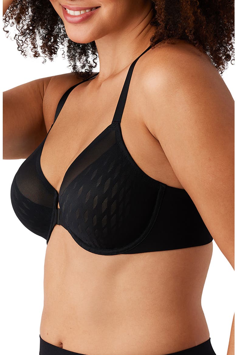 Elevated Allure Underwire Front Close Racerback Bra, Alternate, color, BLACK