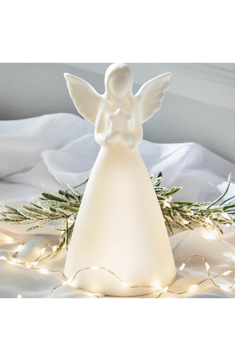 tag Starry Angel LED Decorative Sculpture White Ceramic Candle Holder, Alternate, color, White