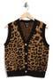 Leopard Print Button Front Sweater Vest