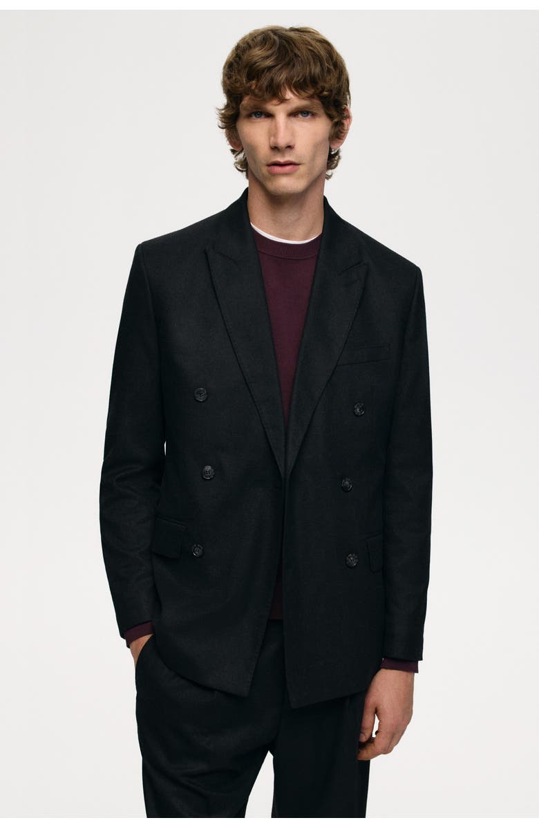 H&M Regular Fit Double-breasted Jacket, Alternate, color, Black