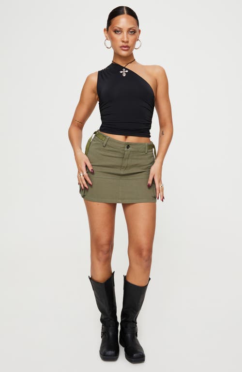 Princess Polly Annem One-shoulder Crop Top In Black
