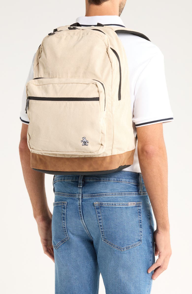 Original Penguin Corduroy Backpack, Alternate, color, Birch