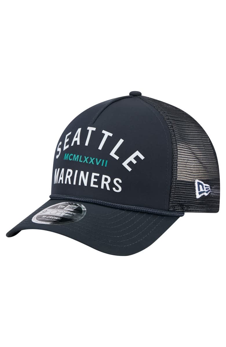 New Era Men's New Era Navy Seattle Mariners Minimalist 9FORTY A-Frame Adjustable Hat, Main, color, Navy