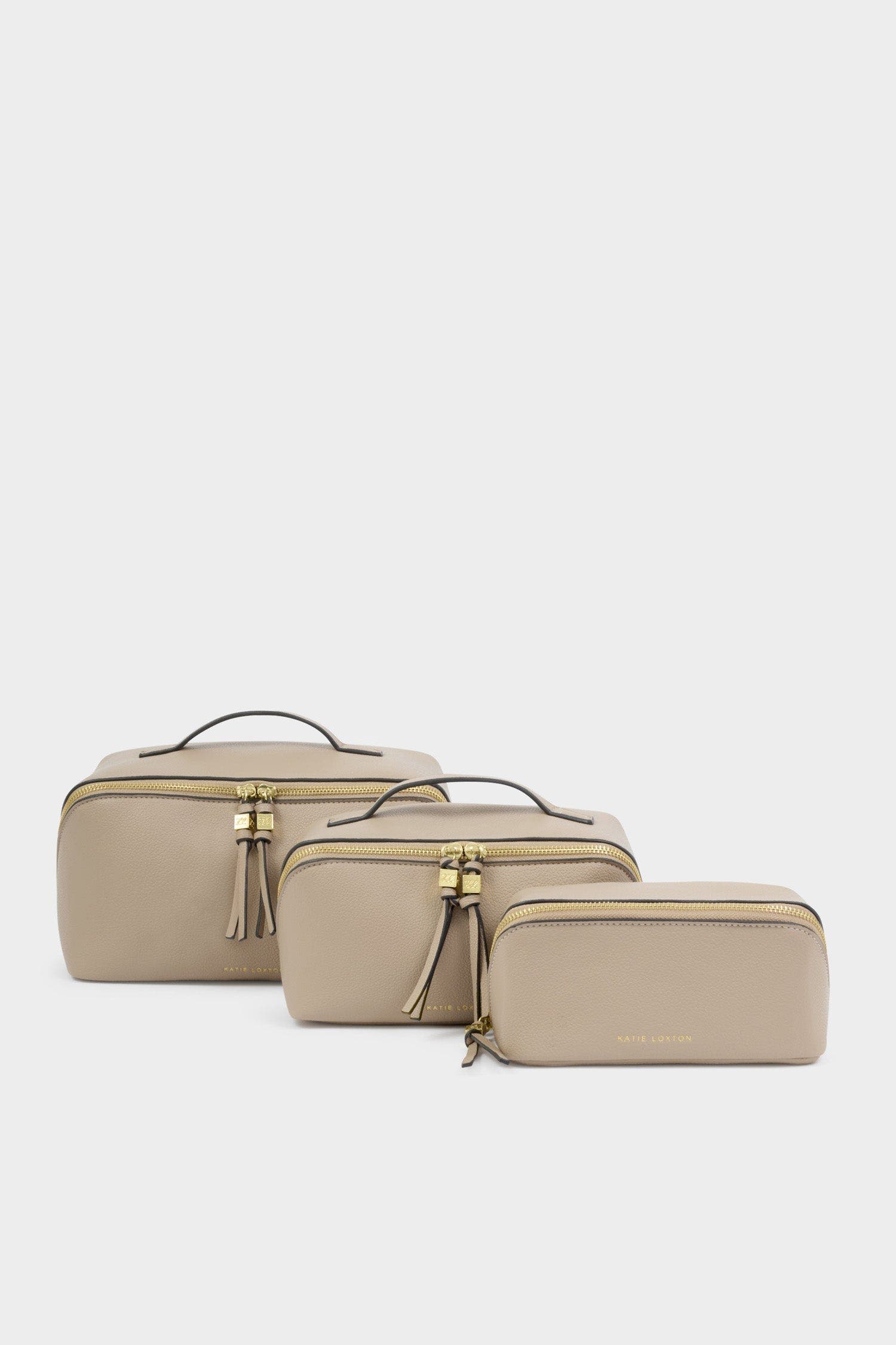 Fold-Out Mirror Makeup Bag in Light Taupe, Alternate, color, Light Taupe