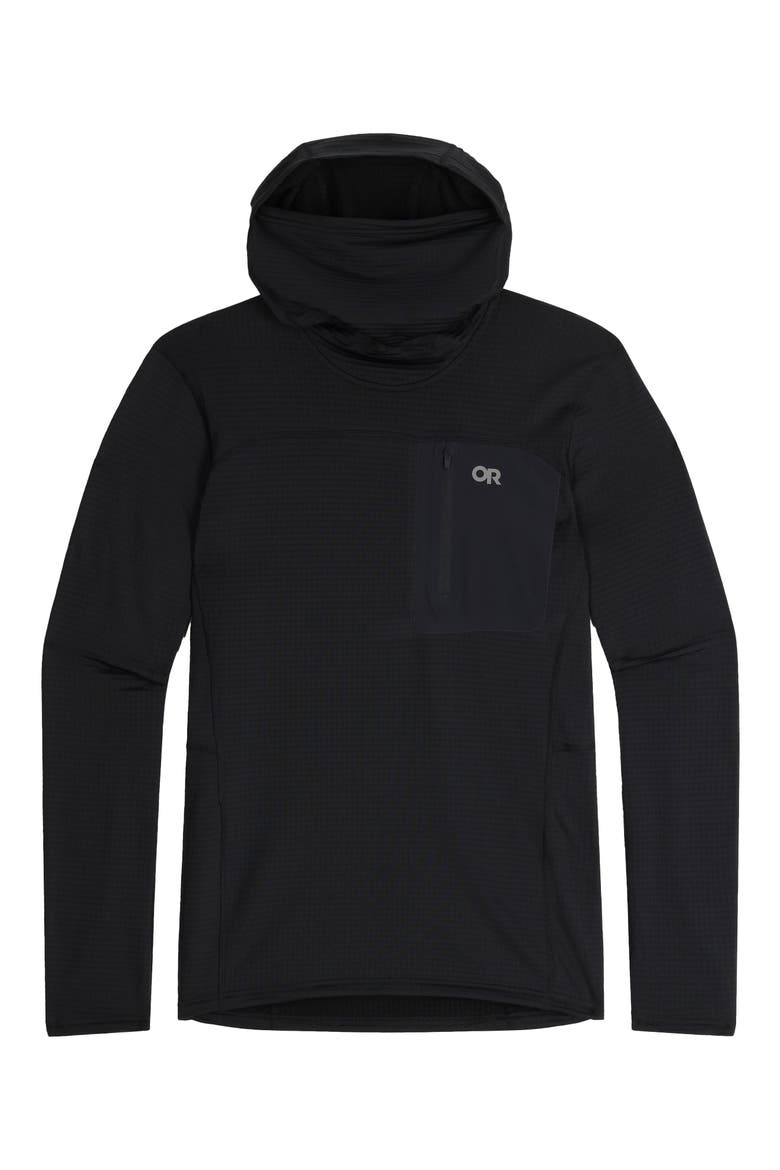 Vigor Grid Fleece Hoodie, Alternate, color, BLACK