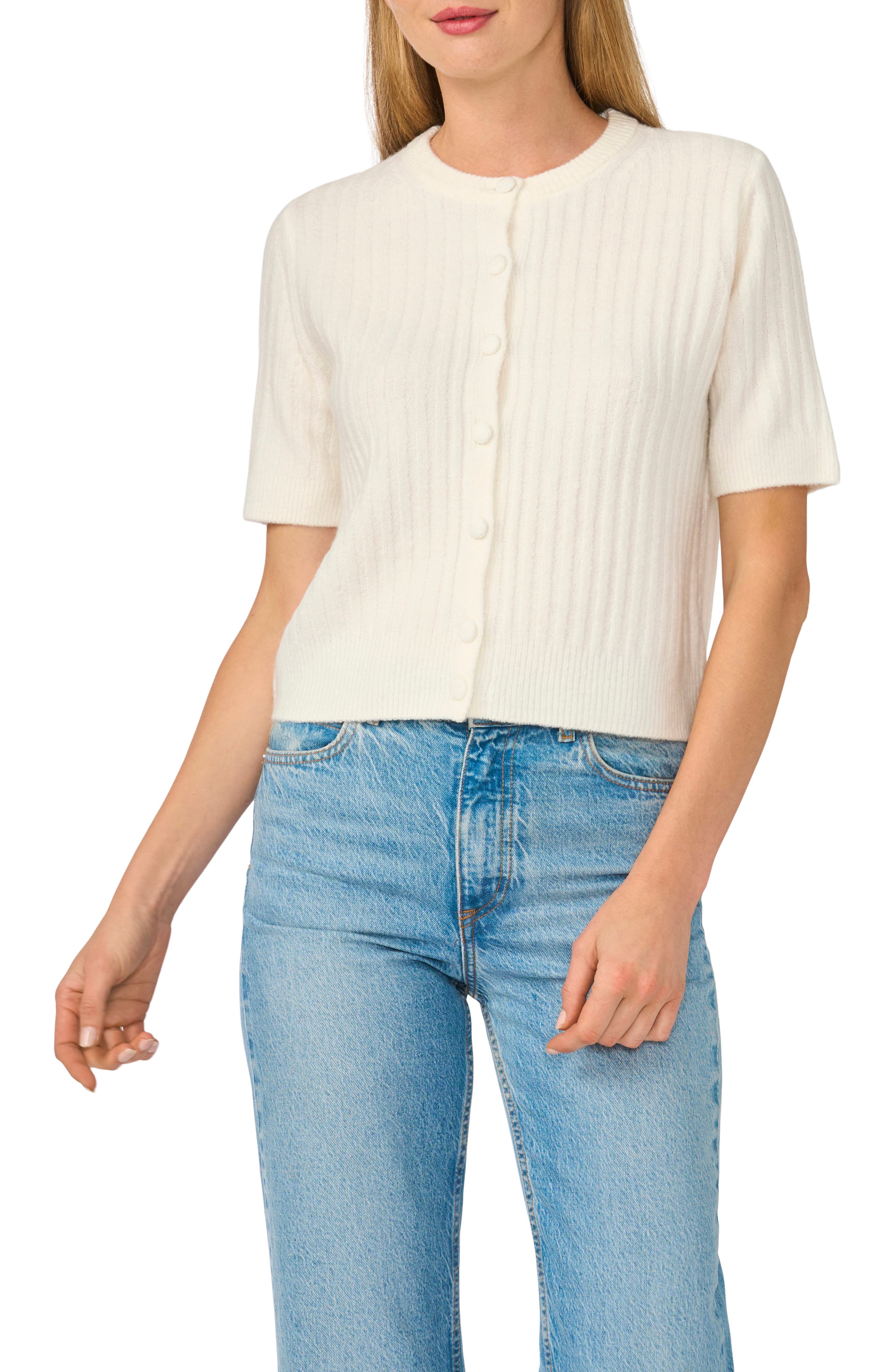 Short Sleeve Rib Cardigan