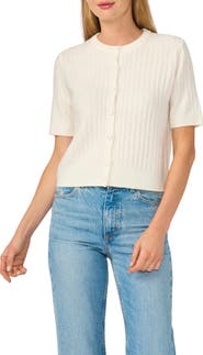 Halogen® Short Sleeve Rib Cardigan