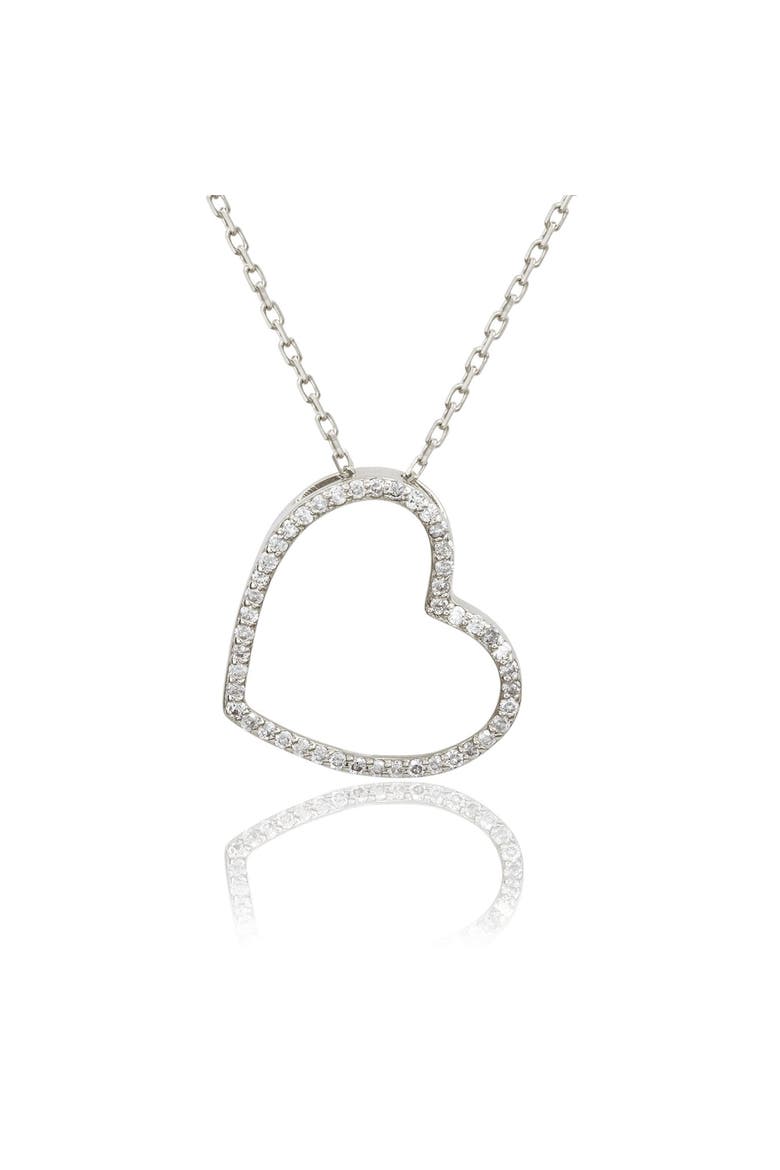 14K Gold 0.25cttw Pavé Diamond Heart Necklace, Main, color, White Gold