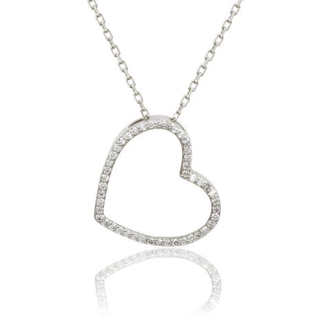 14K Gold 0.25cttw Pavé Diamond Heart Necklace