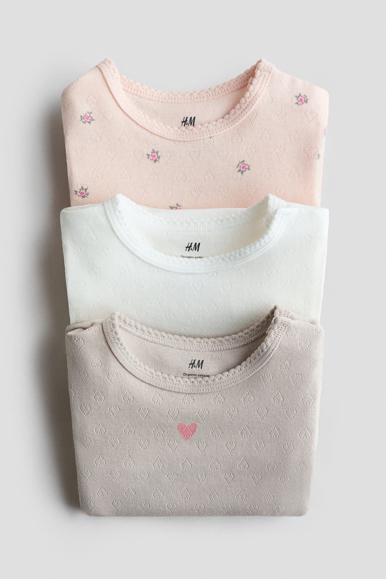 3-pack Cotton Bodysuits, Alternate, color, Beige/floral