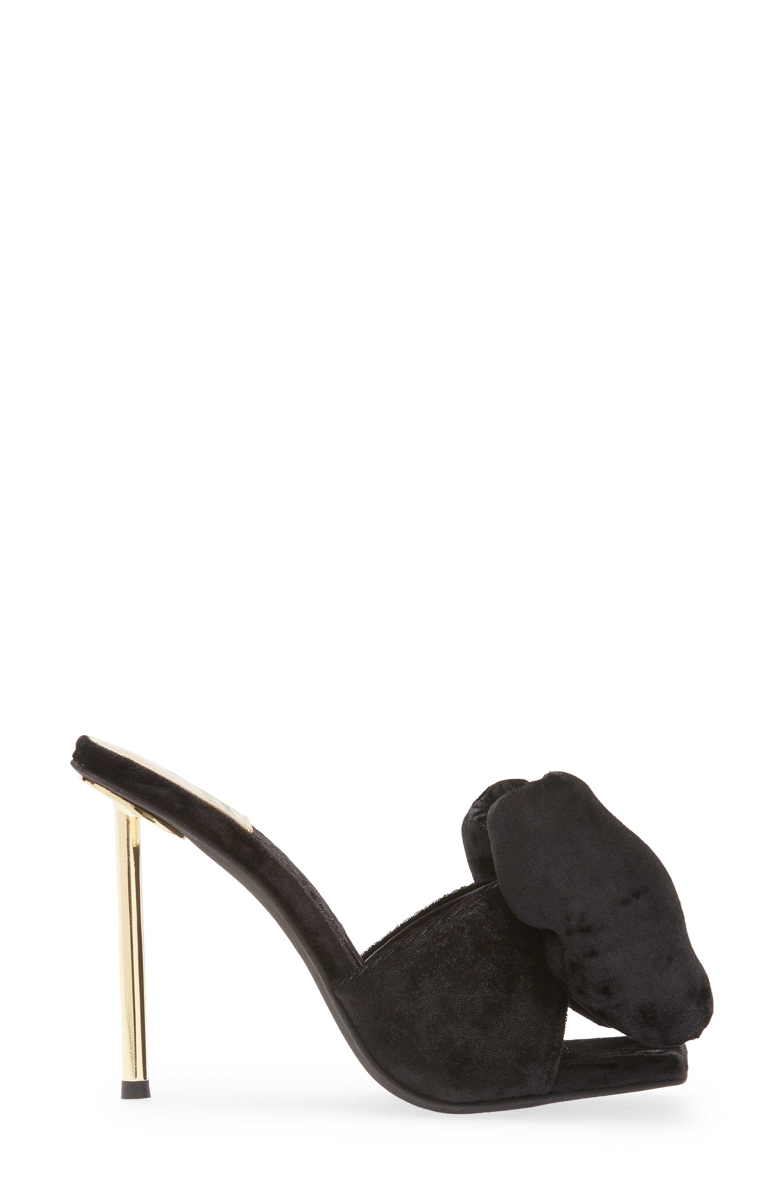 Bow Down Slide Sandal, Alternate, color, BLACK VELVET GOLD