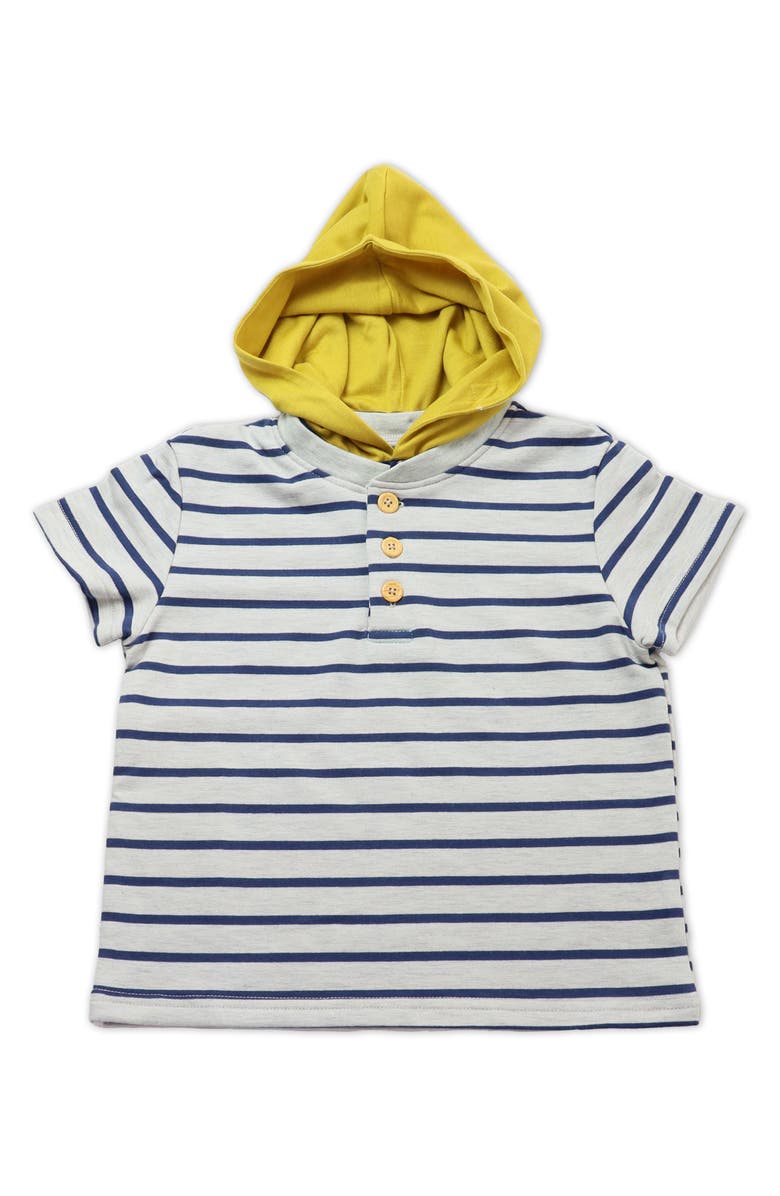 THOUGHTFULLY HOODED Stripe Short Sleeve Henley & Two Hoods Set, Alternate, color,