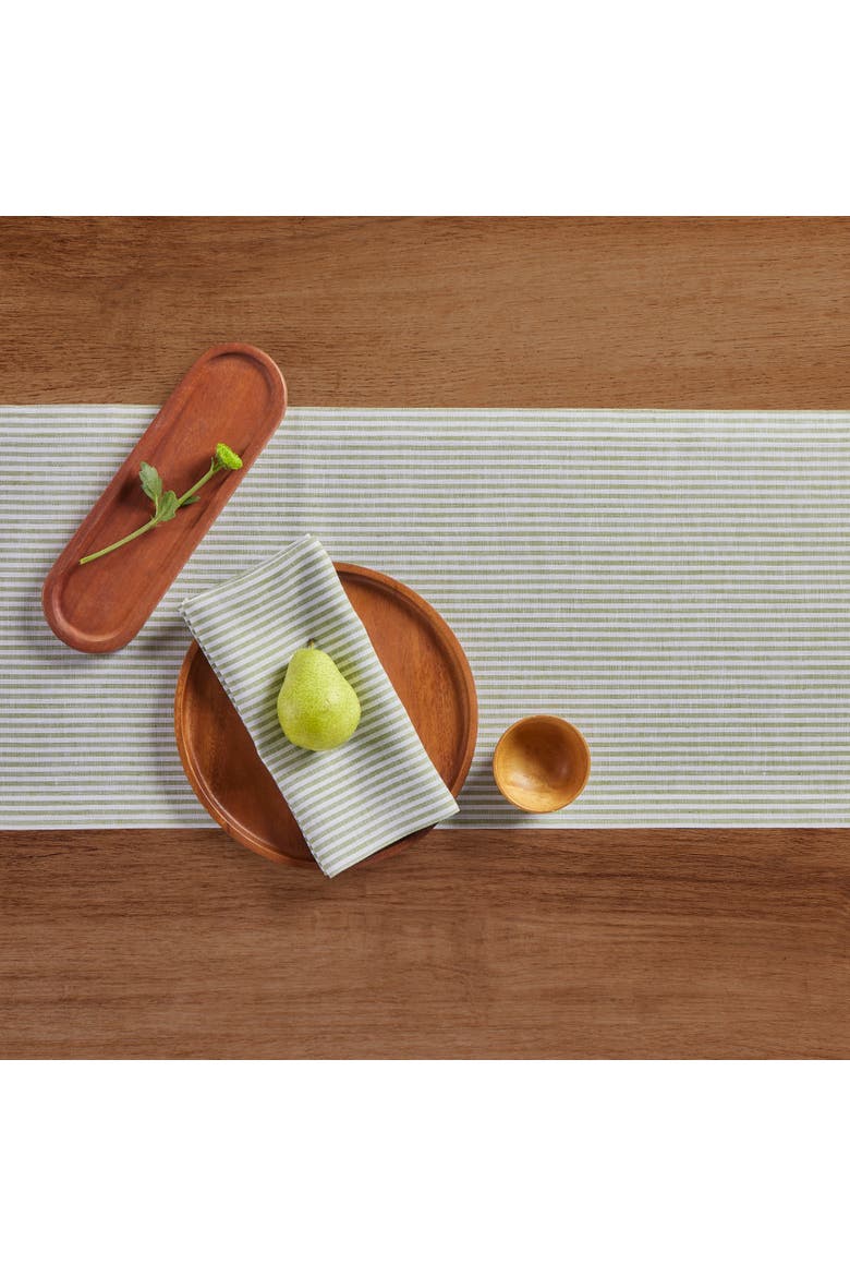 Linen Dinner Napkins Set of 4, 20 x 20" - Narrow Stripe, Alternate, color, Avocado and White