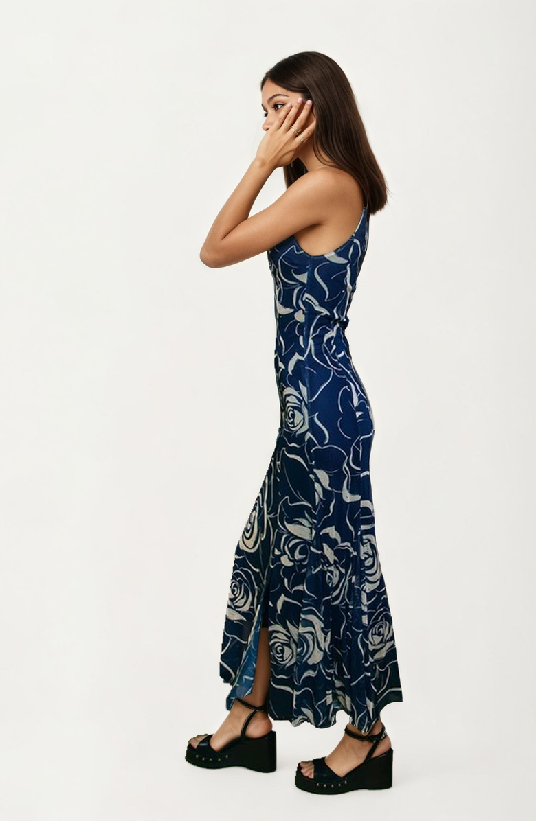 Knit and Lounge Sleeveless Rose Print Maxi Dress, Alternate, color,