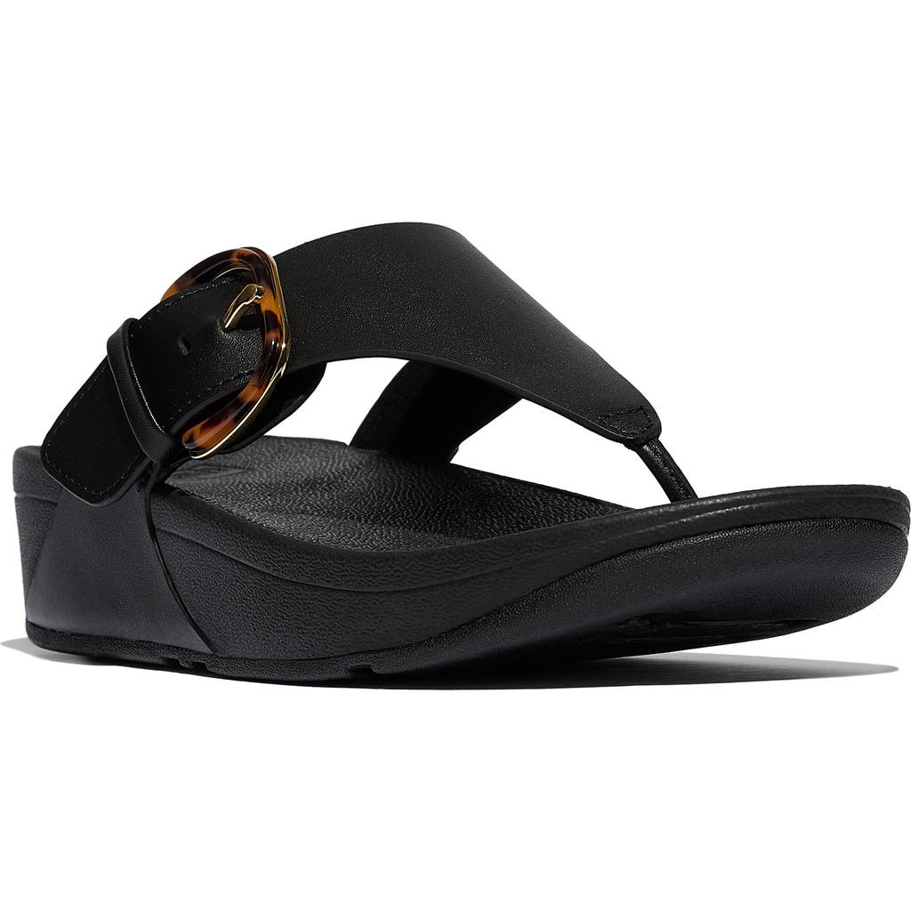 Fitflop Lulu Buckle Flip Flop In All Black