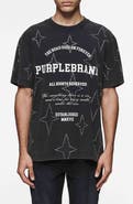 PURPLE BRAND Crystal Embellished Textured Jersey Graphic T-Shirt