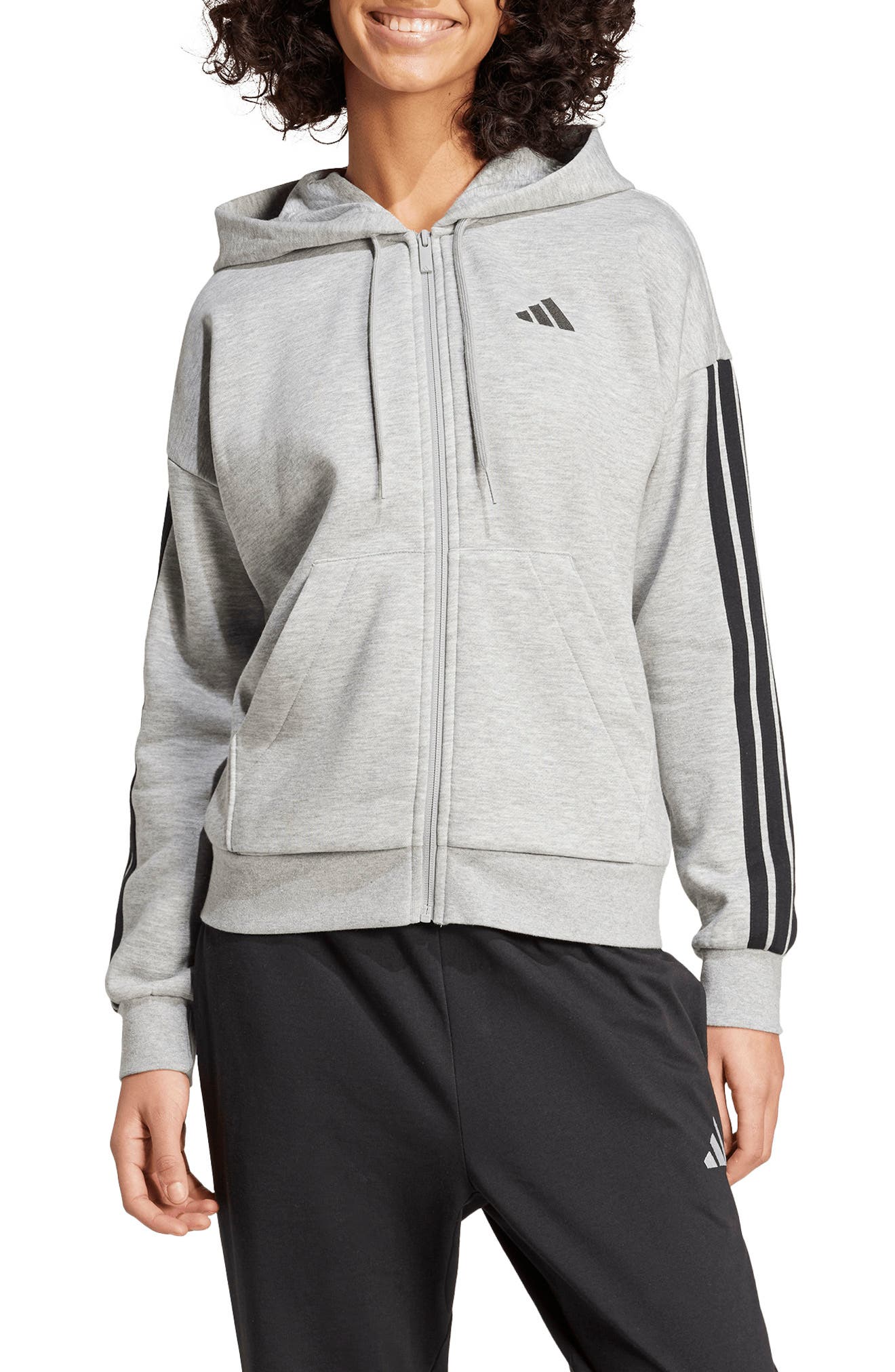 adidas Essentials 3-Stripes Full Zip Fleece Hoodie
