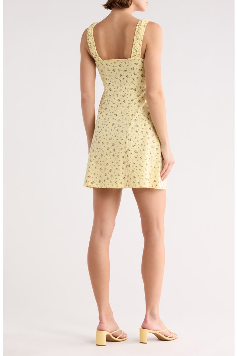 Ruched Bodice Knit Dress, Alternate, color, YELLOW- PINK MINI BLOOM